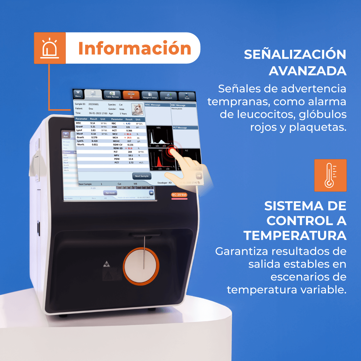 Analizador de Hematología Veterinario BC-20VET Edición Naranja | Marca Mindray Animal Care