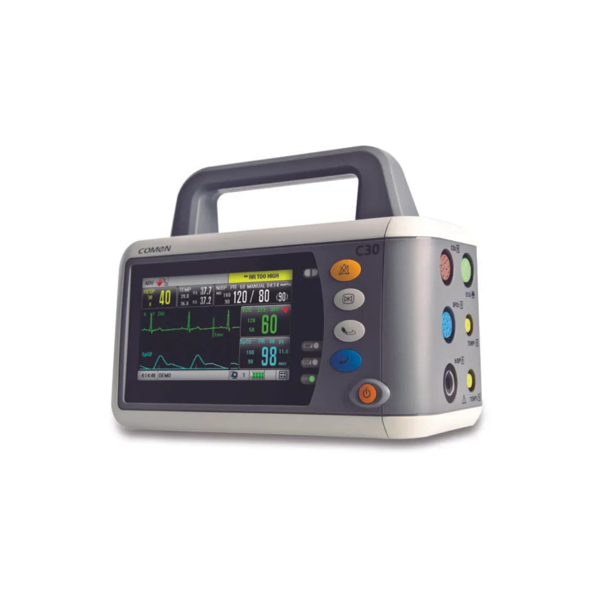 Monitor C30 portátil – ECG, SpO₂, NIBP, temperatura, respiración; IP44 resistente | Marca COMEN