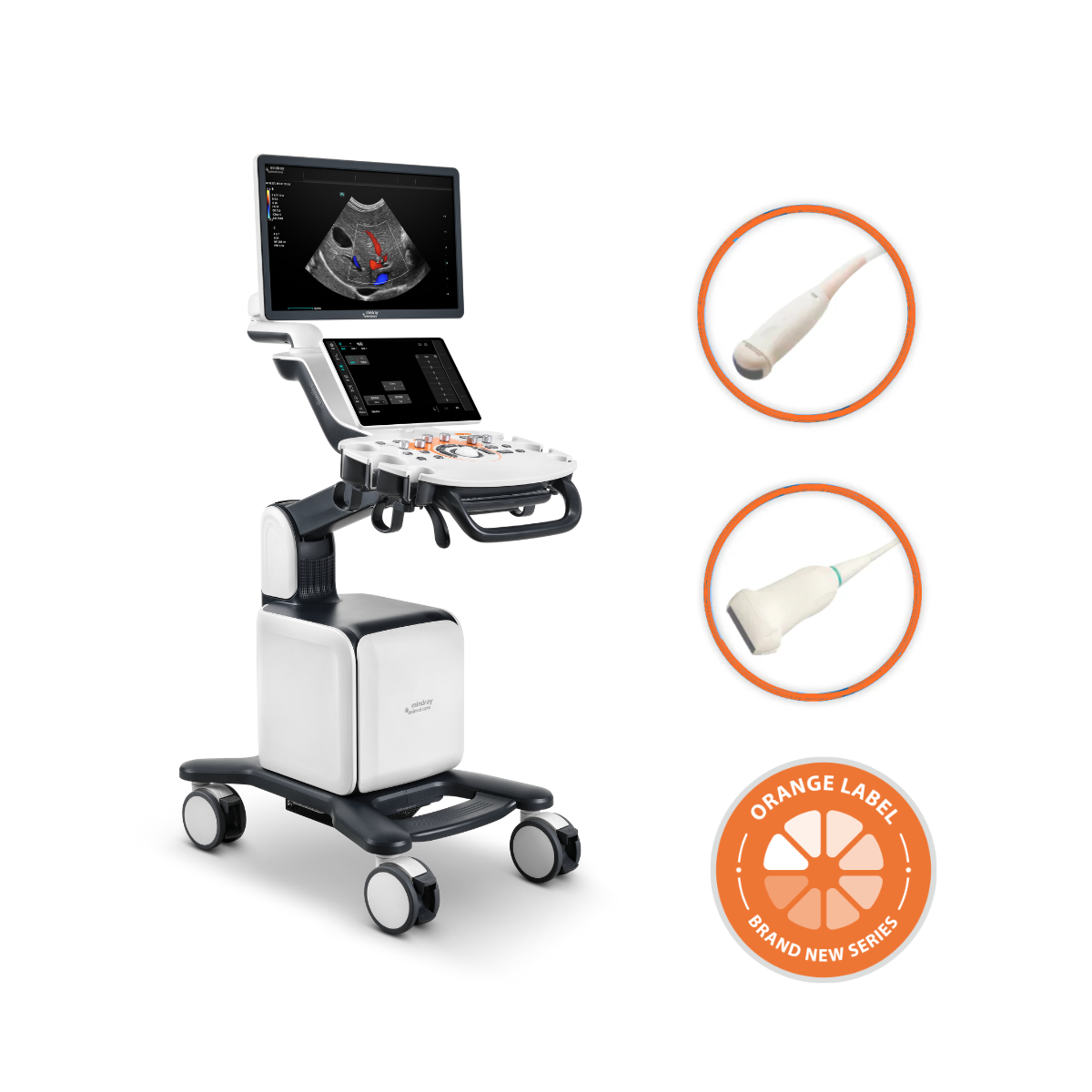 Kit de Ultrasonido Veterinario de Gabinete VETUSNOVAML + Transductor Microconvexo + Transductor Líneal Edición Naranja | Mindray Animal Care