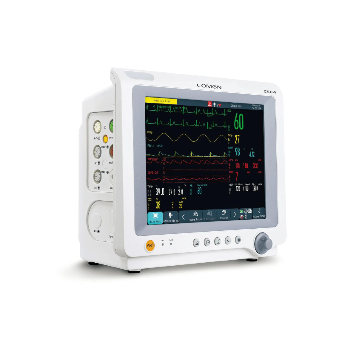 Monitor de Paciente Multiparamétrico (Respiración, NIBP, Sp02, Temperatura sin accesorios, PR) C50 | Marca COMEN