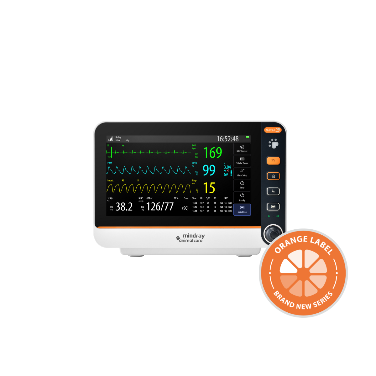 Monitor Veterinario Vetal 3V – ECG, SpO₂, NIBP, TEMP, RESP – Pantalla 10.1″ | Marca Mindray Animal Care