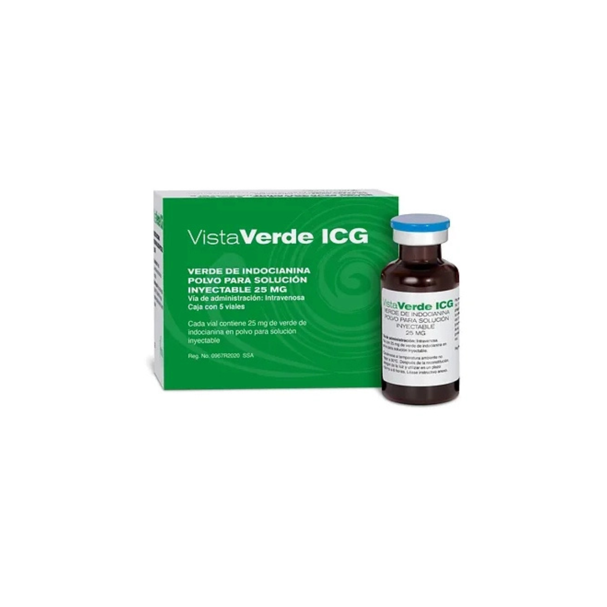Caja de 5 viales de verde de Indocianina | Marca VistaVerde ICG