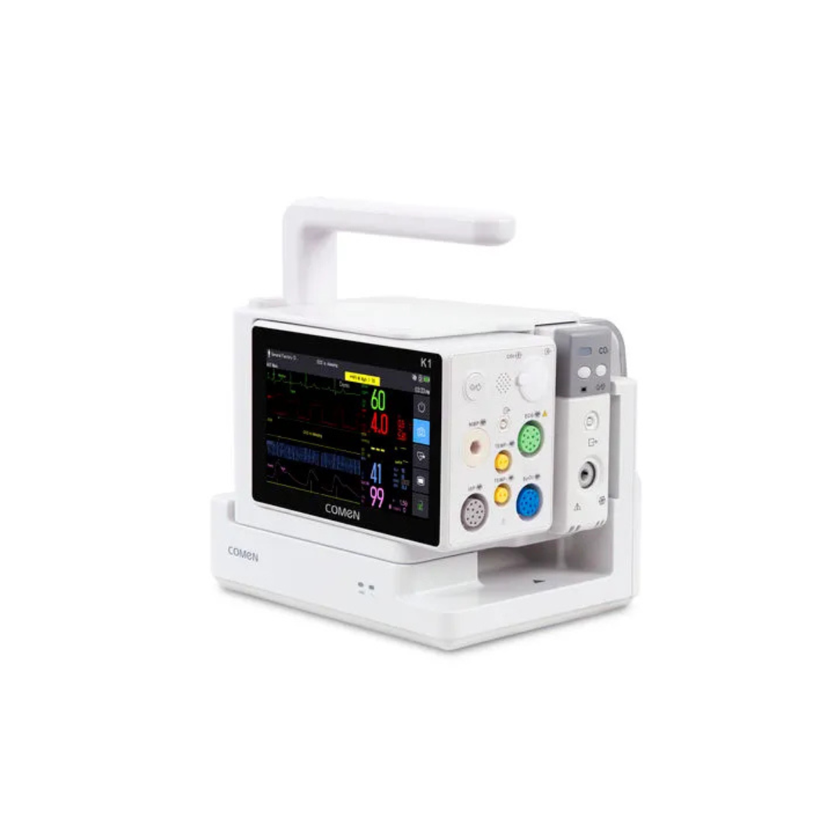 Monitor K1 portátil de transporte 5.5″ táctil, ECG, SpO₂, NIBP y EtCO₂ | Marca COMEN